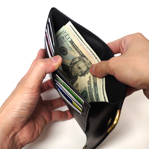 Cramp UKブライドルレザー サイド金具 ミドルウォレット