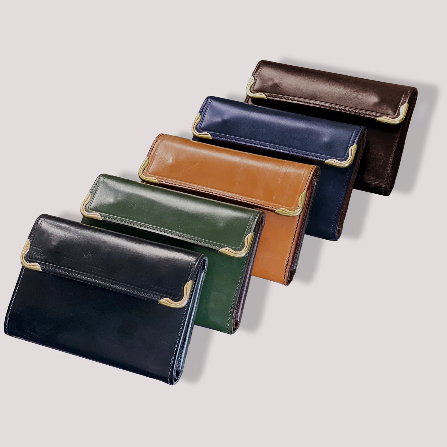 Cramp UKブライドルレザー サイド金具 ミドルウォレット