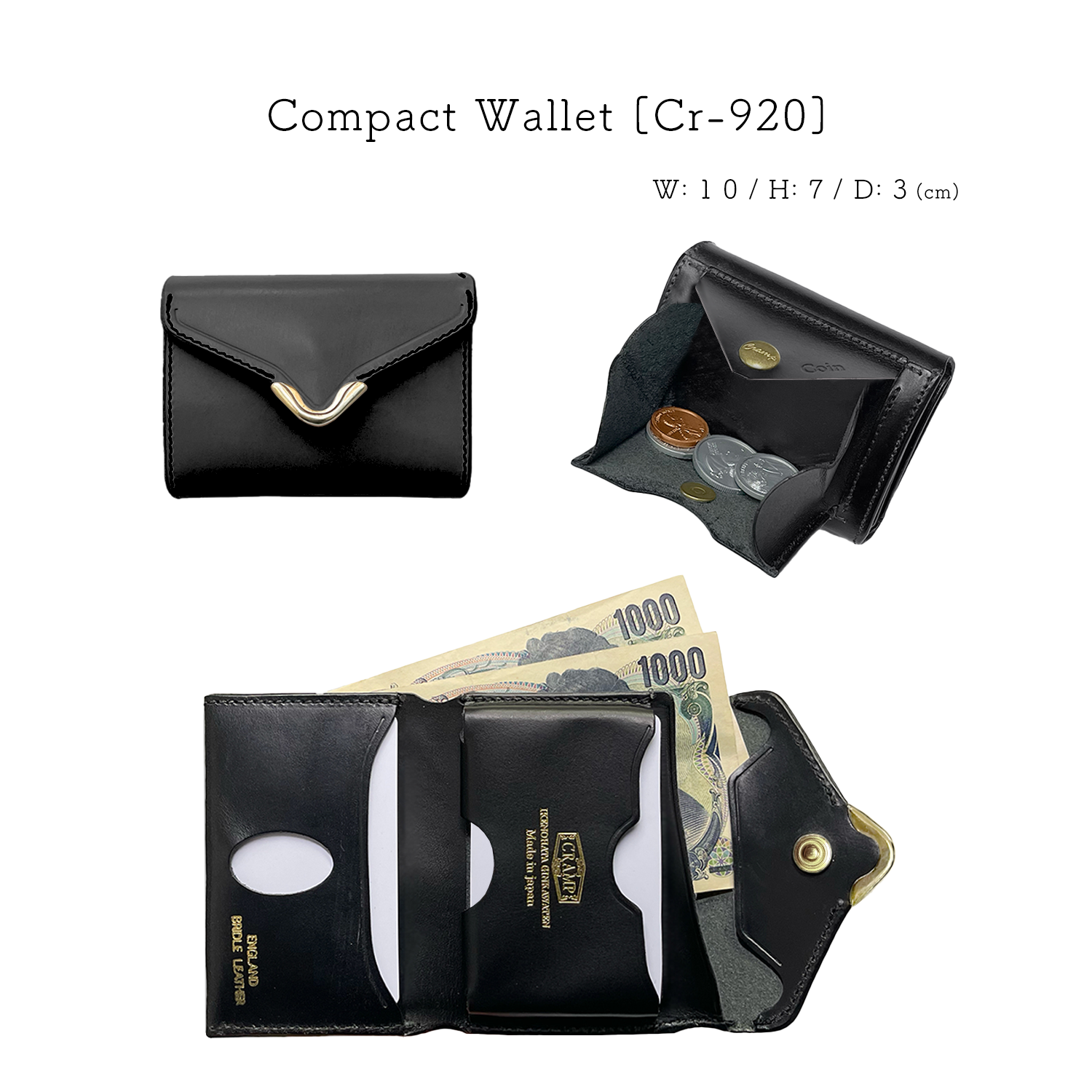 【コンパクトウォレット】ハンドメイド★フィロソフィー★未使用品に近い Cramp by 池之端銀革店 | 【UKブライドルレザー】フロント金具