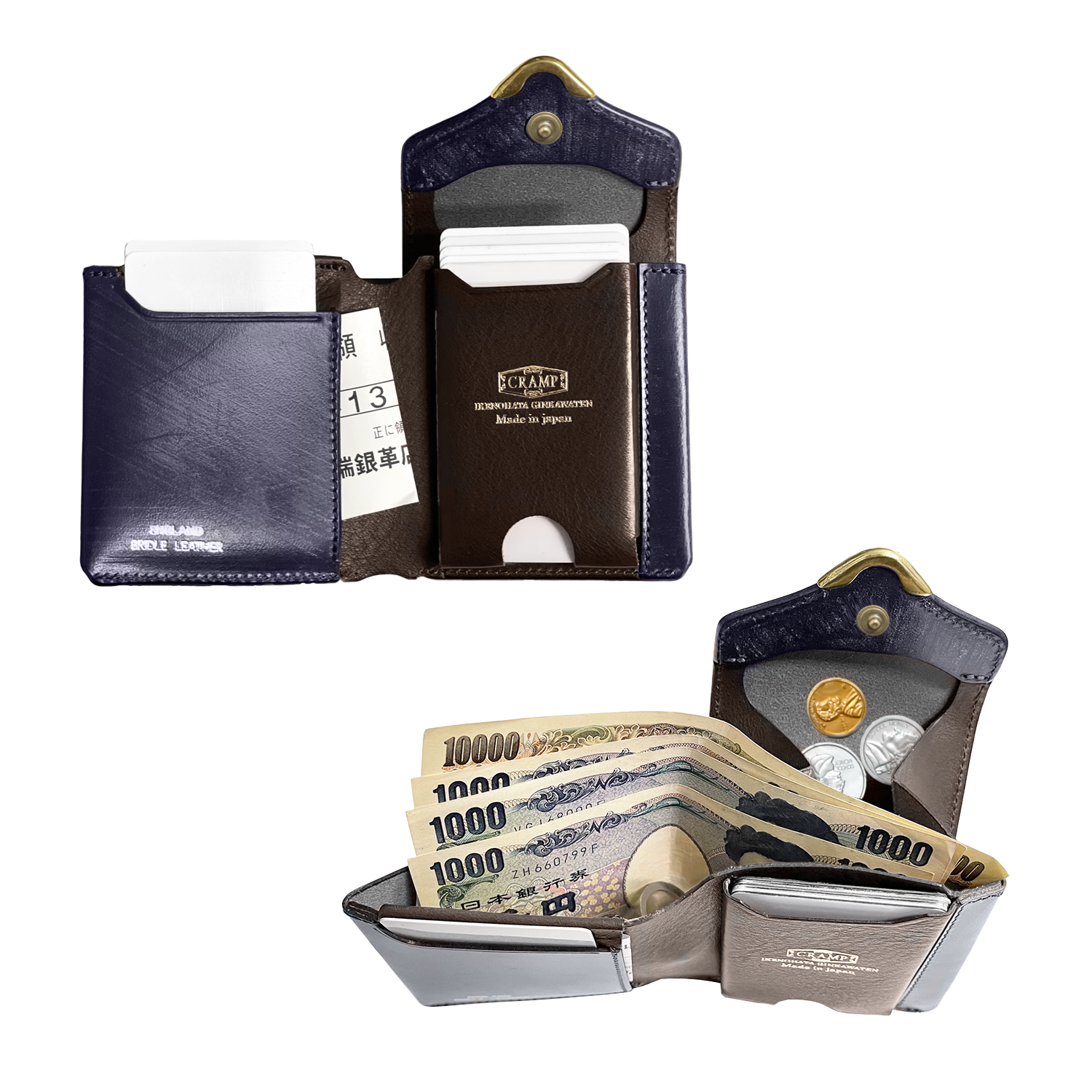 CrampクランプUKブライドルレザーフロント金具ギャルソンスリムウォレット Cramp by 池之端銀革店 | Cramp UKブライドルレザー フロント金具